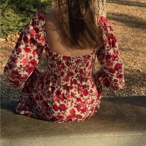 Floral Red and White Women's dress